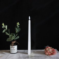 인테리어캔들 LED 불꽃없는 테이퍼 캔들 라이트 배터리 작동 촛대 긴 촛불 램프 홈 디너 테이블 파티 장식, A Whiteno remote+6pcs
