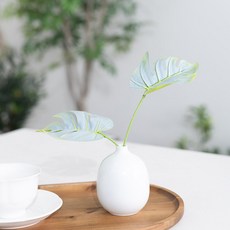 심플 귀여운 조화 화병 24cm (DIY) 인테리어 그리너리 여름 테이블 장식 소품 꾸미기, 1개, 알보몬스테라_화이트 도자기화병