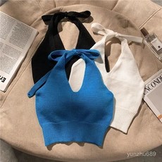 針織小吊帶背心女 夏季內搭打底衫掛脖裹胸辣妹性感ins潮外穿上衣 掛脖背心 女生背心 上衣女 打底衣 背心女