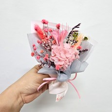 봉안당 납골당 시들지않는꽃 프리저브드 수국 미니꽃다발 큐방 부착식 추모꽃다발, 연핑크