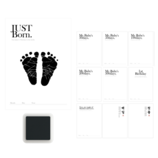 신생아 아기 발도장 스탬프 키트 세트(스탬프+엽서10장), 1개, 블랙