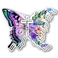 (3개) 기독교 신앙 나비 스티커 미적 종교 비닐 데칼 방수 영감 인용구 노트북 휴대폰 텀블러 물병 저널 - 희망과 부활의 상징 선물 7.6cm 220436