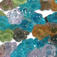 100 체코 유리 꽃 비즈. 프레리 믹스. 구멍은 생크를 통해 좌우로 있습니다. 주얼리 제작 브레이딩 쿠미히모 마크라메에 사용, 100 체코 유리 꽃 비즈. 프레리 믹스. 구멍은 생크