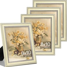 Vittanly27.9x35.6cm11x14인치사진액자4개세트 벽마운트용빈티지사진프레임 매트포함디스플레이20.3x25.4cm8x10인치사진또는매트없음 27.9120922, 8x10, 베이지