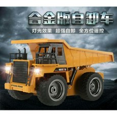 匯納1:18六通道2.4G合金版電動無線兒童玩具遙控工程自卸車 仿真砂石車 合金耐撞, 1個