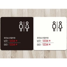 화장실비밀번호4 부착형 정사각안내판 알림판 안내표지판 매장안내판 안내문구, 블랙판-220mmx220mm
