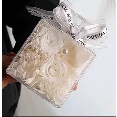 永生花 永生玫瑰 禮盒, 白色, 1個
