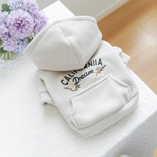 강아지 고양이 후드티 기모 겨울 보온 하네스, 1개, 아이보리