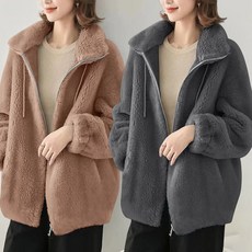 빅사이즈 여성자켓 플리스 캐주얼 아우터 50대 루즈핏 뽀글이 집업점퍼