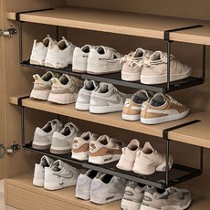 마코제이 내맘대로 길이조절 신발정리 다용도 선반, 19cm 블랙, 1개