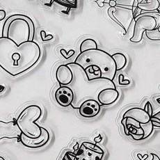 패턴 실리카겔소재 잉크사용 다꾸 스탬프 하트, 1개, 기본