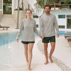 이스트본 베이직 긴팔 래쉬가드 커플래쉬가드 루즈핏 빅사이즈 수영복, L, 미드나이트 그레이