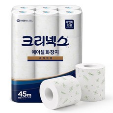 크리넥스 물에잘녹는 에어셀 화장지 프리미엄 45M, 에어셀 천연펄프 두루마리 화장지 프리미엄 45m 24롤, 24롤, 1개