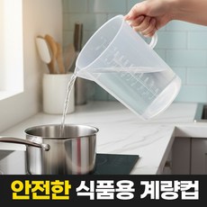 펄빈 식품용 주방 베이킹 플라스틱 눈금 비커 계량컵, 1개, 2L, 투명