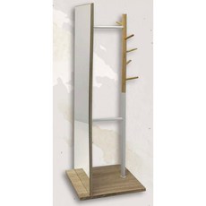 【寵傢好】台灣製木紋全身鏡移動式掛衣架 衣帽架 吊衣架 多功能穿衣鏡, 漂流木/白