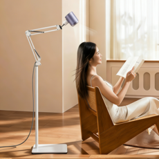 MUYU 드라이기 거치대 스탠드 길이 각도 조절 빗 증정, 화이트, 1개