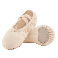 여아용 발레 댄스 슈즈 캔버스 발레 슬리퍼 아동용 스플릿 솔 발레리나 플랫 슈즈 발레 핑크
