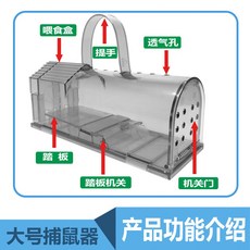 手提式塑膠捕鼠器 老鼠籠 透明踏板 家用辦公室, 1個