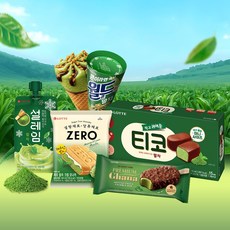 말차아이스크림 5종 티코x1+월드콘x2+설레임x2+제로모나카x2+가나크럼블바x2, 1세트, 1.59L