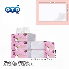 페이셜 티슈 팩 포켓 종이 냅킨 여행용 미니 귀여운 프린트 어린이 학교 여행 캠핑 사무실 데일리 용품 214350, 4 Packs, Fruit Type M, 4 Packs