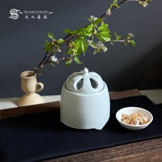 光之薩滿 台灣製電子熏香爐 搭配樹脂聖木屑, 1個, 優雅爐汝窯色