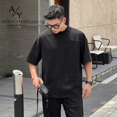 [ANYOU] 남성 반팔 티셔츠 빅사이즈 데일리룩 여름옷 맨투맨 하고 편안한 캐주얼 라운드 헐렁헐렁한 상의 반소매 티