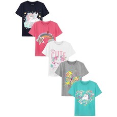 WVQ 5 Pack Cotton Toddler Boys Girls Shirts Short Sleeve Animals Graphic T-Shirts Summer Tops Tees