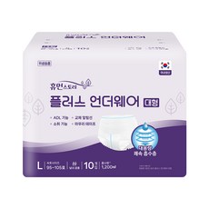 휴먼스토리 플러스 언더웨어 요실금 팬티 성인기저귀, 2개, 10개입, 대형