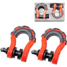 D 링 섀클 - 60000파운드 용량 34인치 견인 710인치 핀 및 와셔 트럭용 스트랩 또는 윈치 로프 안전하게 연결, Red