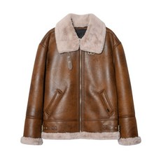 레프트서울 LEFTSEOUL 에비에이터 B-3 무스탕 자켓 브라운