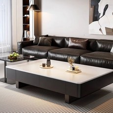 모던 거실 테이블 소파 테이블 사각형 강화 유리 서랍형 티테이블 신형 디자인 소파 좌식 테이블, 흰색1200