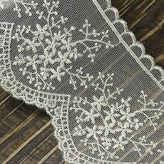 TR양면 싸리 3색 폭넓이 8cm x 90cm 망사 자수 레이스, 1개, 크림색