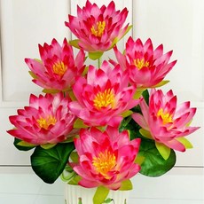 연꽃 조화 화분 법당장식 마당 인테리어 도자기, 핑크 화분 없음