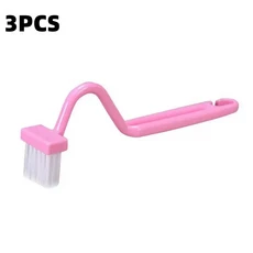 스텐변기솔 S자형 변기 브러시 욕실 청소 벽 걸이식 틈새 도구 휴대용 코너 창 슬롯, Pink 3pcs