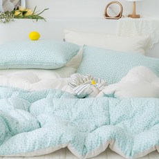 리빙플러스 데이지 차렵 침구, 베개커버 50x70 민트