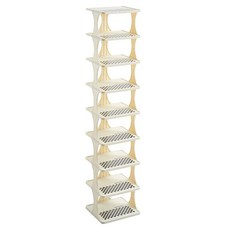 Tiger Pavilion 심플 체크 무늬 신발 정리대 9단, 1개, 화이트