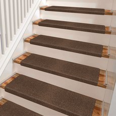 미끄럼방지계단매트 6장, 갈색, 1세트
