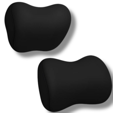 디오두 메모리폼 차량용 목쿠션 허리쿠션 세트, 1세트, 매트블랙