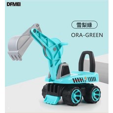 DFMEI 兒童挖掘機男女寶寶可坐人360旋轉座椅工程車玩具挖土機扭扭車, 1個, 藍色+音樂燈光:如圖
