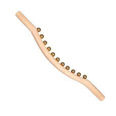 慧己及醫銅珠搟筋棒，天然木材按摩棒，肩頸背部舒緩按摩器，輕巧便攜, 金色, 1個