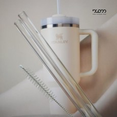 스탠리텀블러 빨대 퀜처H2.0 유리호환 빨대 2p+청소솔, 1.18L, 투명, 1세트