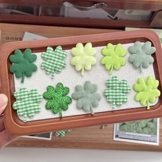 DIY 옷 수선 패치 가방 꾸미기 네잎클로버 행운, 10개, 그린