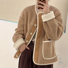 예쁨시전 양털 뽀글이 기모 캠핑 아웃도어 배색 플리스 자켓