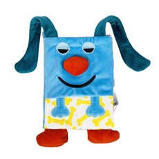 Kidsbooks 現貨《寶寶布書A6M》小狗鱷魚帶響紙觸覺布書 BB器 卡通動物嬰幼兒早教學習玩具, 藍色小狗款 / 響紙＆搖鈴