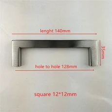 12*12mm 사각형 바 스테인레스 스틸 닦았 검은 거울 문 손잡이 부엌 캐비닛 당겨 2 "~ 24"