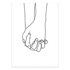 블랙 화이트 커플 라인 월 아트 캔버스 페인팅 드로잉 핸드 러브 포스터 프린트 노르딕 그림 거실 장식, 01 40x60cm No Framed, 13. 24 / C. 40x60cm, 1개