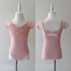 DIU 兒童舞蹈服女童夏季短袖泡泡袖公主練功服幼兒芭蕾演出裙體操服