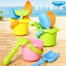 爆款軟膠沙灘桶鏟子組，兒童玩沙挖沙工具，耐摔材質，男女孩皆適用，寶寶戲水玩雪玩具, 馬卡龍草原綠,【特惠】四件套, 1個