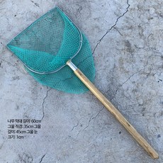 스테인리스 두꺼운 손잡이 뜰채 고급형 어망 호환, 6_오일 우드 60cm 9줄 고무 실크