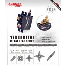 2Pcs 핫 오버라이드 디지털 서보 메커니즘 취미 9G/17/25G 6/9/15/20KG 메탈 기어 마이크로 서보 1/8 1/10, 02 2Pcs S0017M-17g